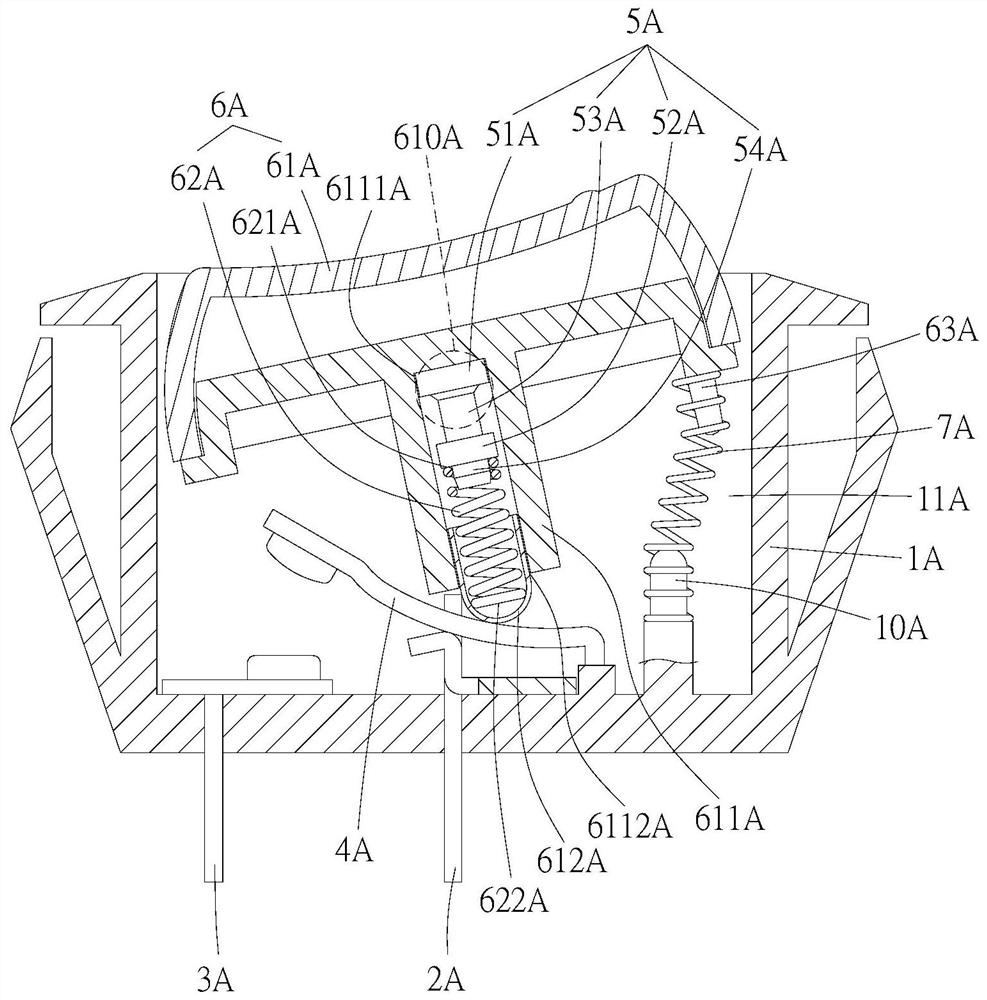 Overheating damage component of switch, switch, socket and assembly method thereof