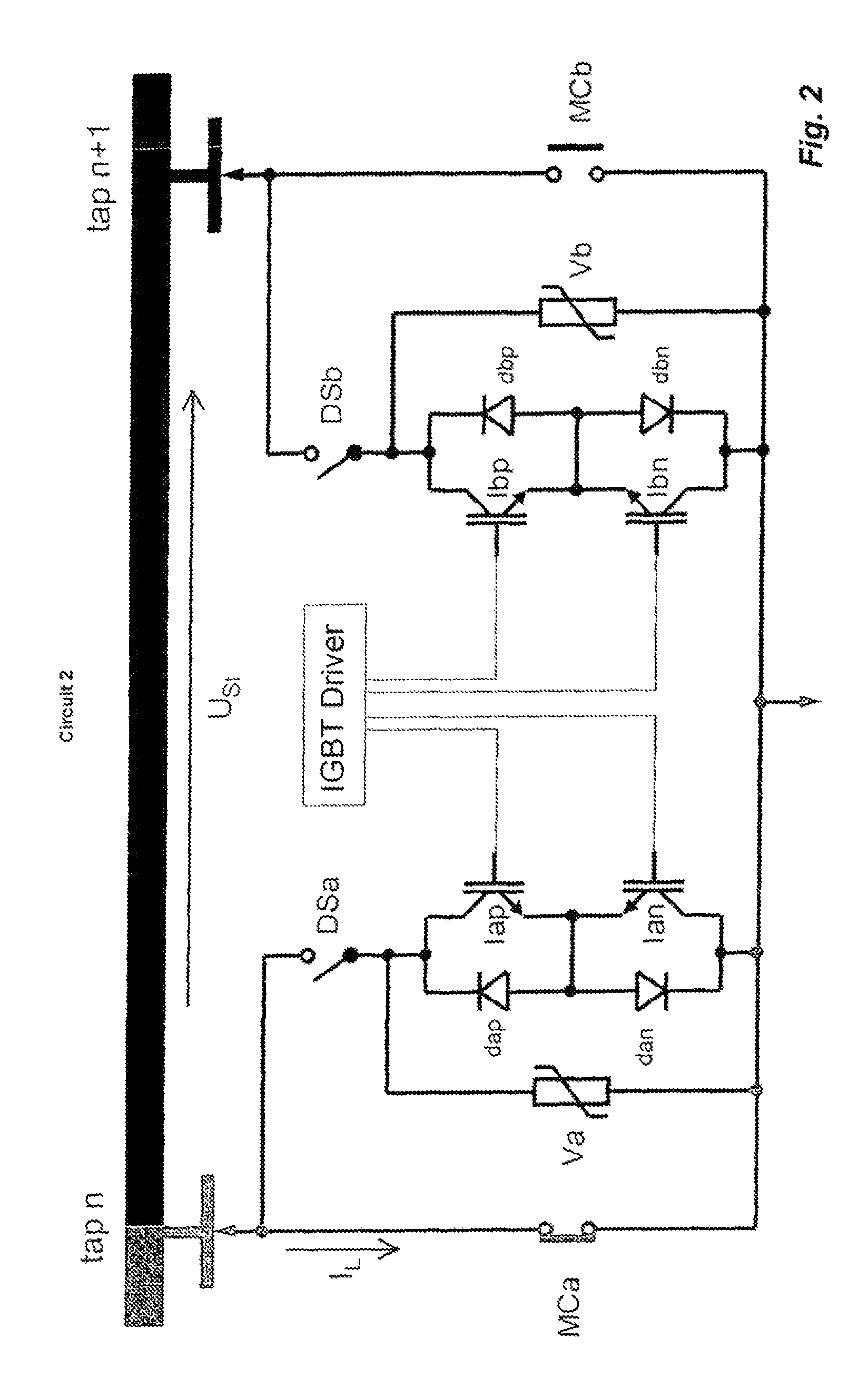 Tap switch with semiconductor switching elements