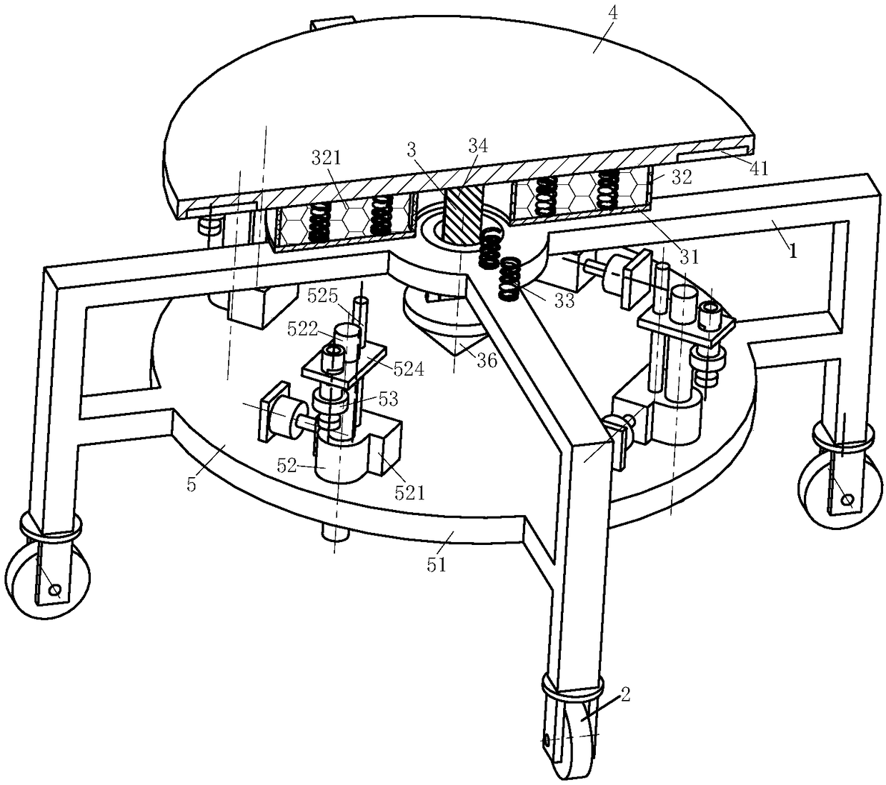 Detection system capable of realizing automatic leveling of machine part