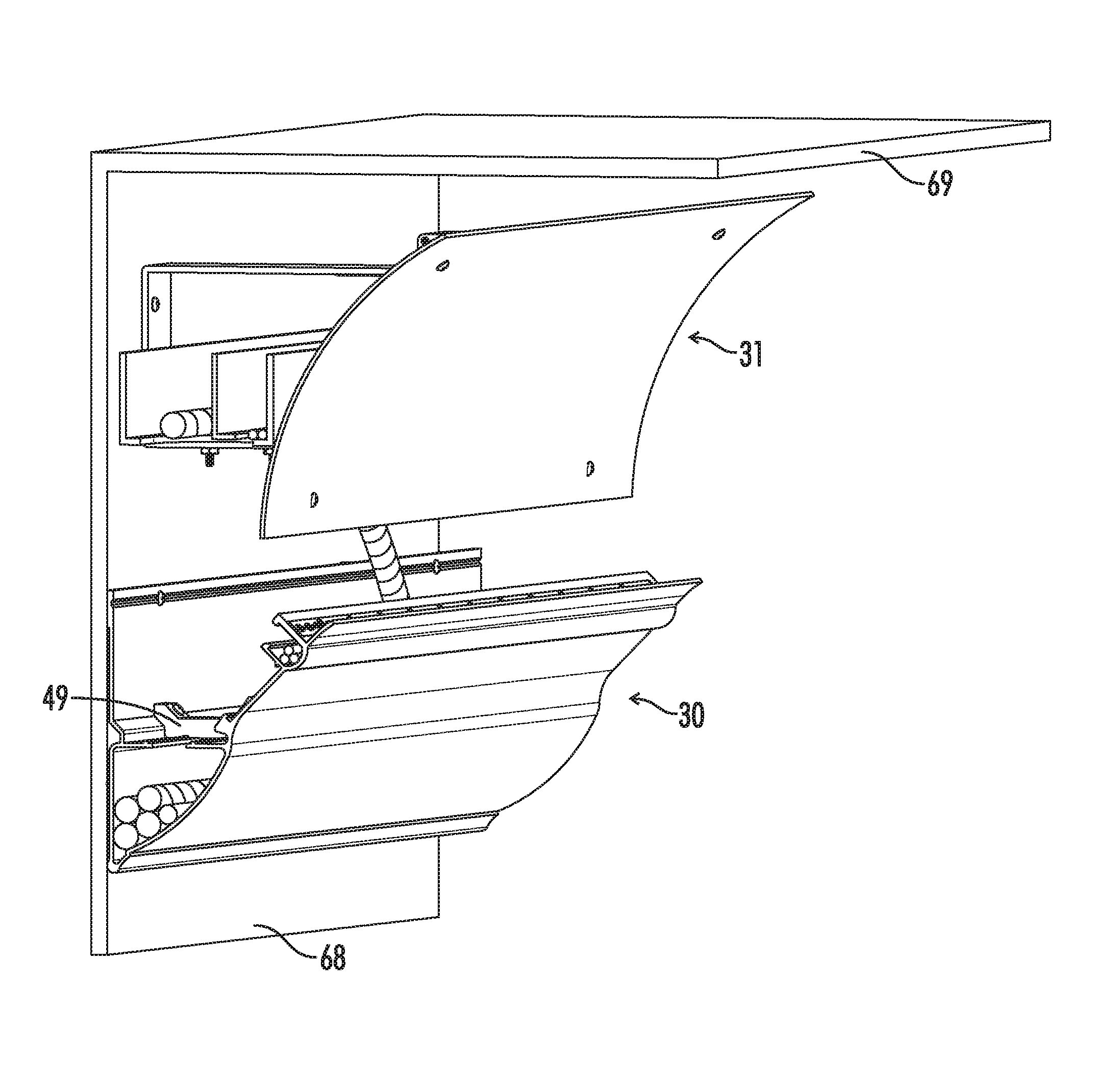 System and method for securing power and communications cables and associated hardware within crown molding