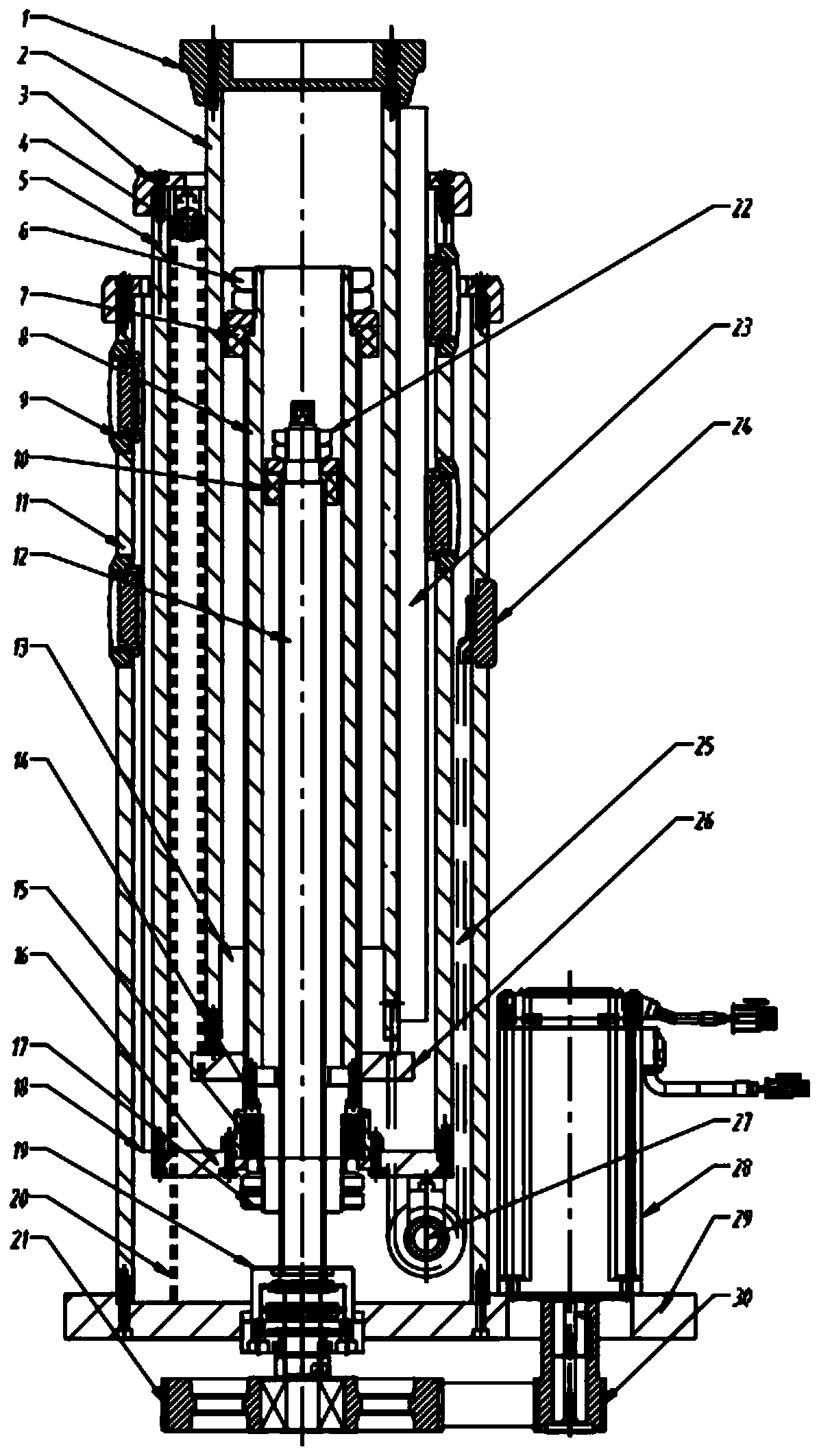 Multi-stage synchronous screw rod push rod mechanism