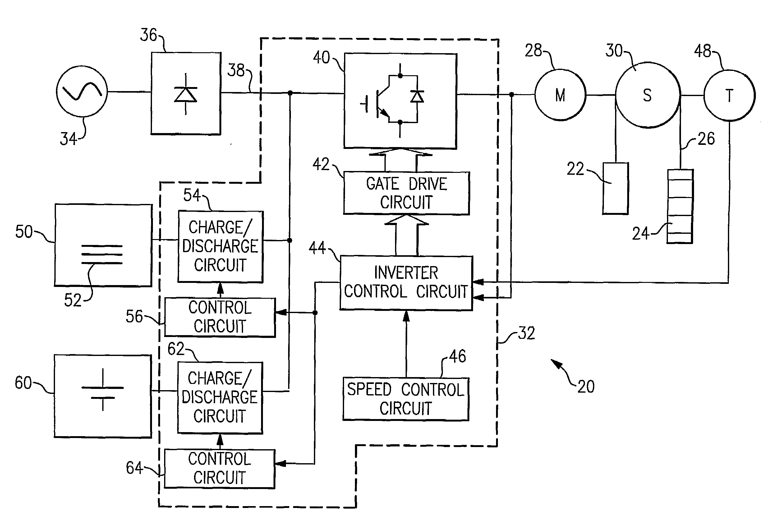 Elevator drive assembly including a capacitive energy storage device