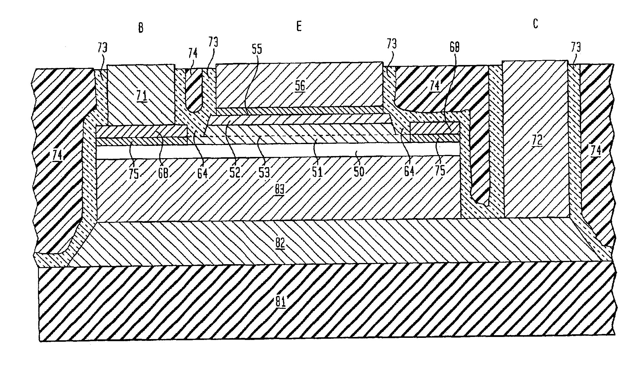 Method and apparatus for a self-aligned heterojunction bipolar transistor using dielectric assisted metal liftoff process