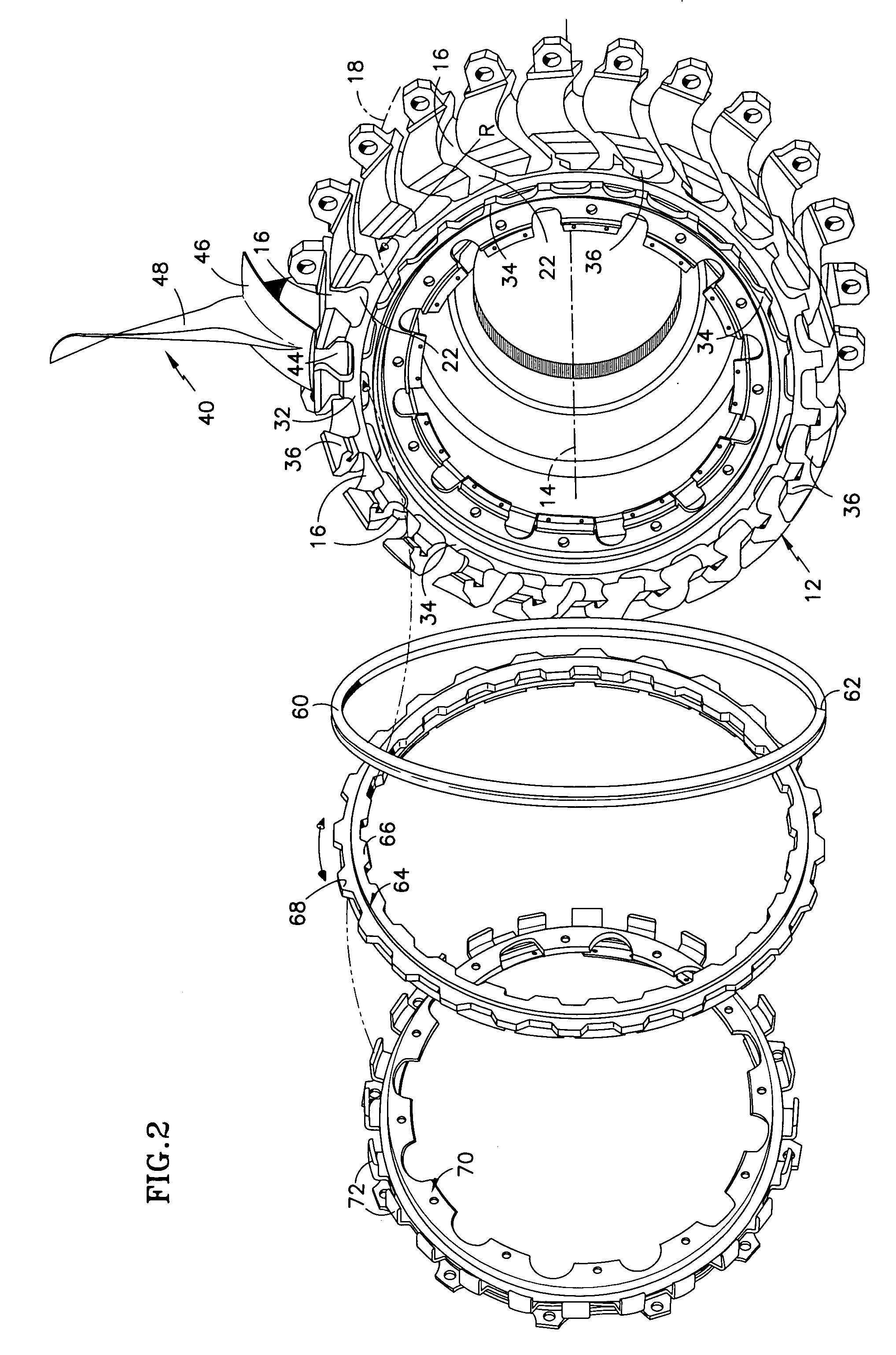 Attachment for a bladed rotor