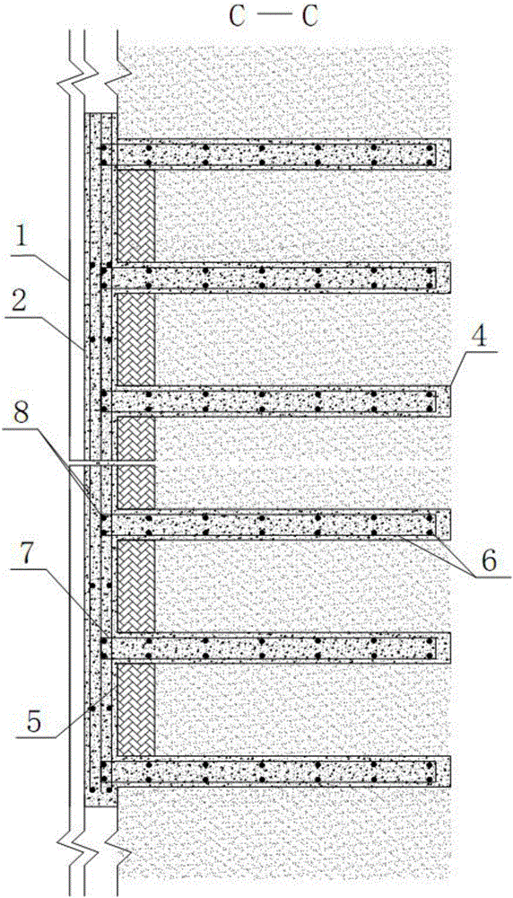 Rib plate type retaining wall and construction method thereof