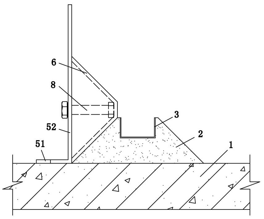 Separation joint construction structure and construction method of roof ground and table top layer