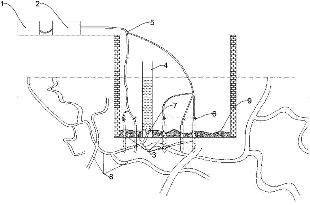 Karst area moving water treatment device and method