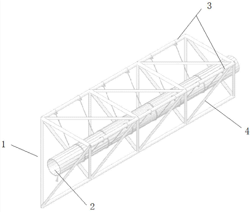 Large stadium pipe truss and spiral duct modularization installation method and combination structure
