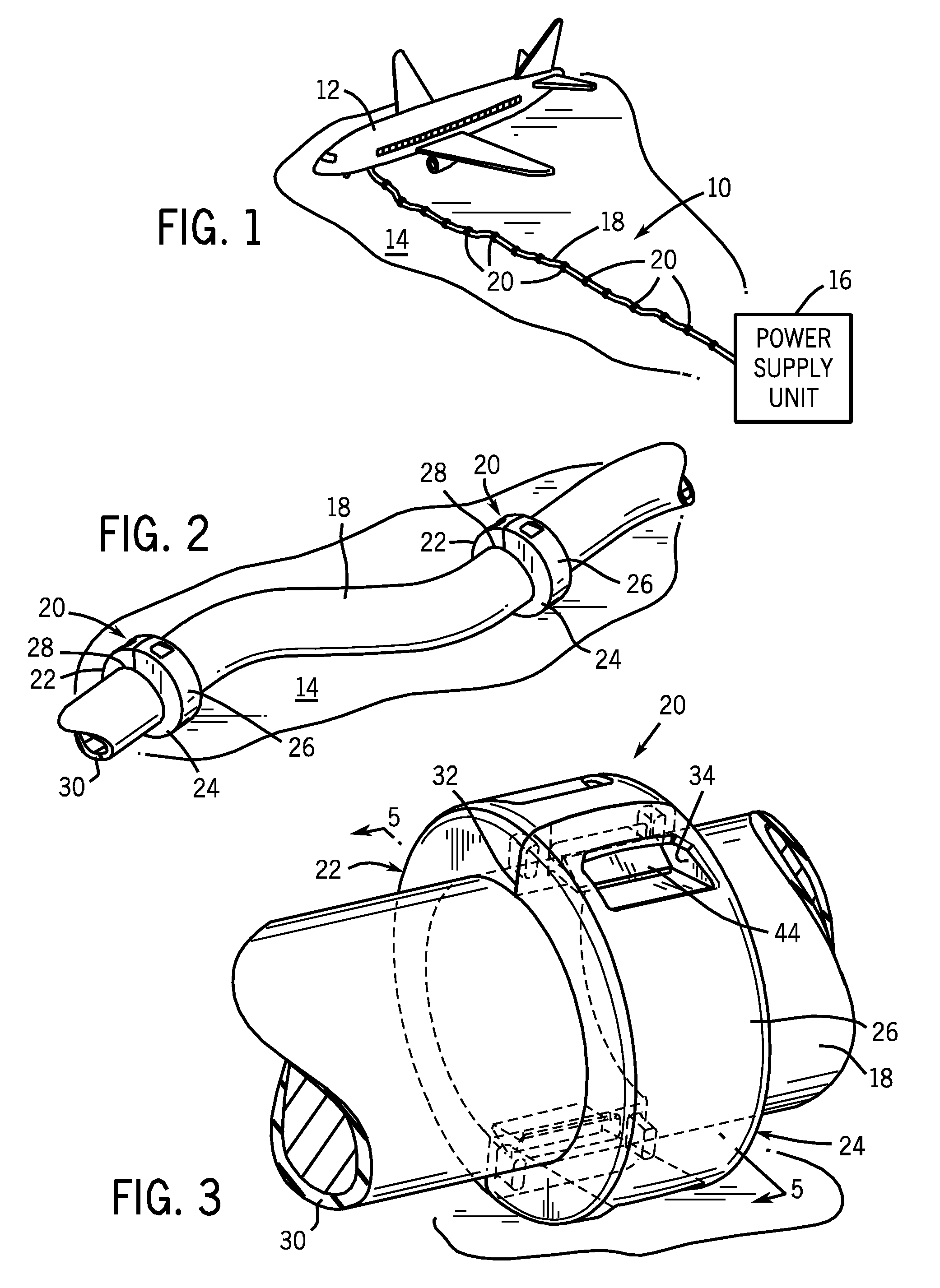 Parked aircraft power cable protection system and method