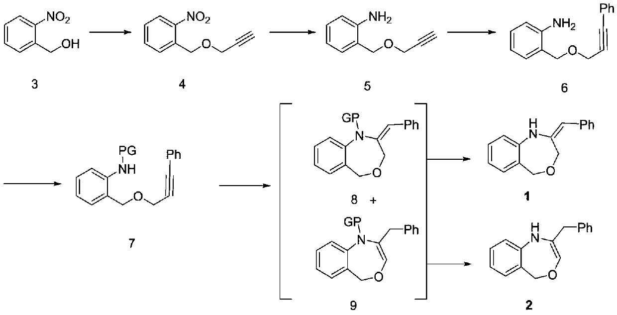 Method for multi-step synthesis of 2-benzyl-1,5-dihydrobenzo[e][1,4]oxazepines