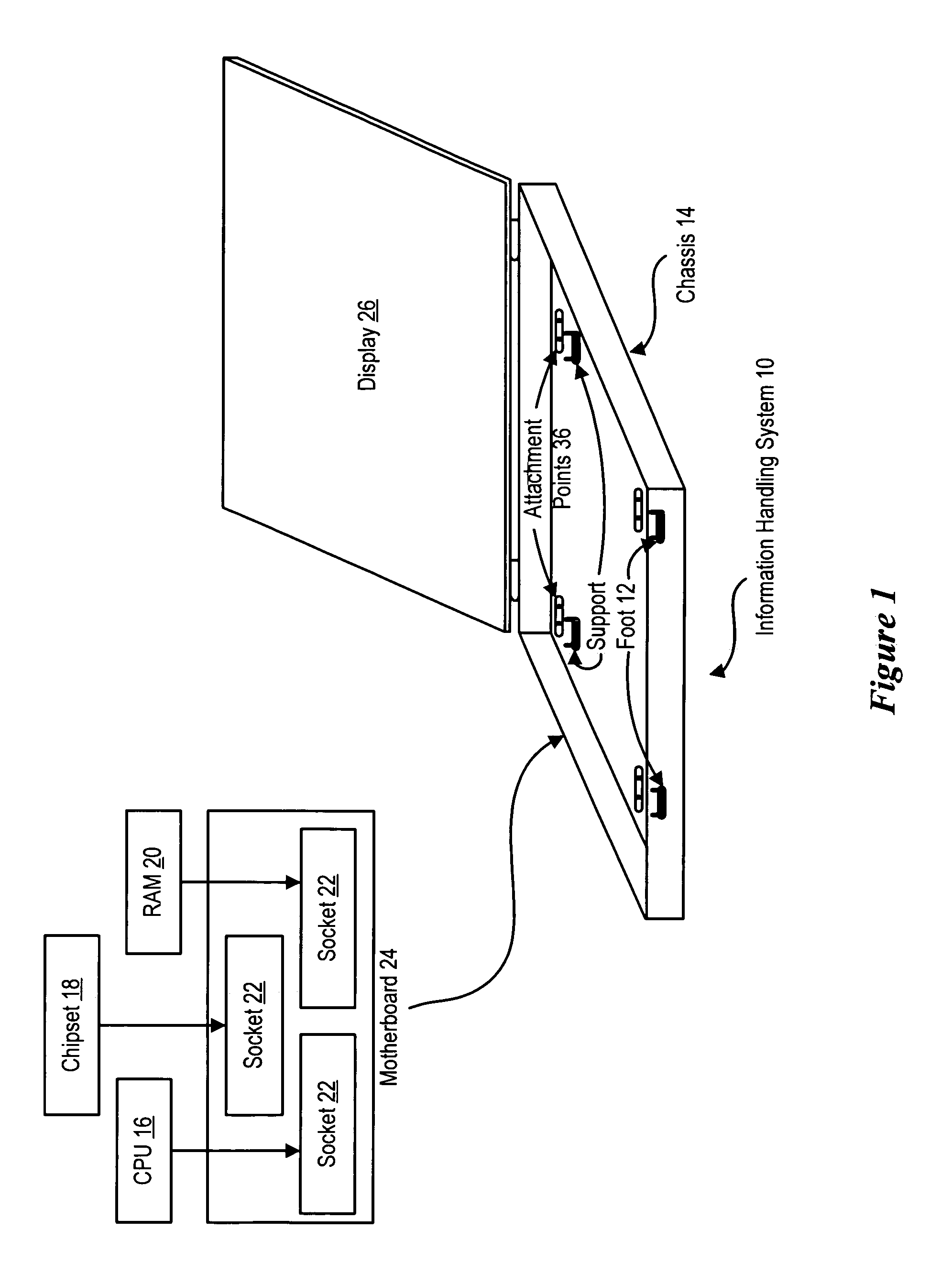 System and method for mechanically fastened information handling system foot