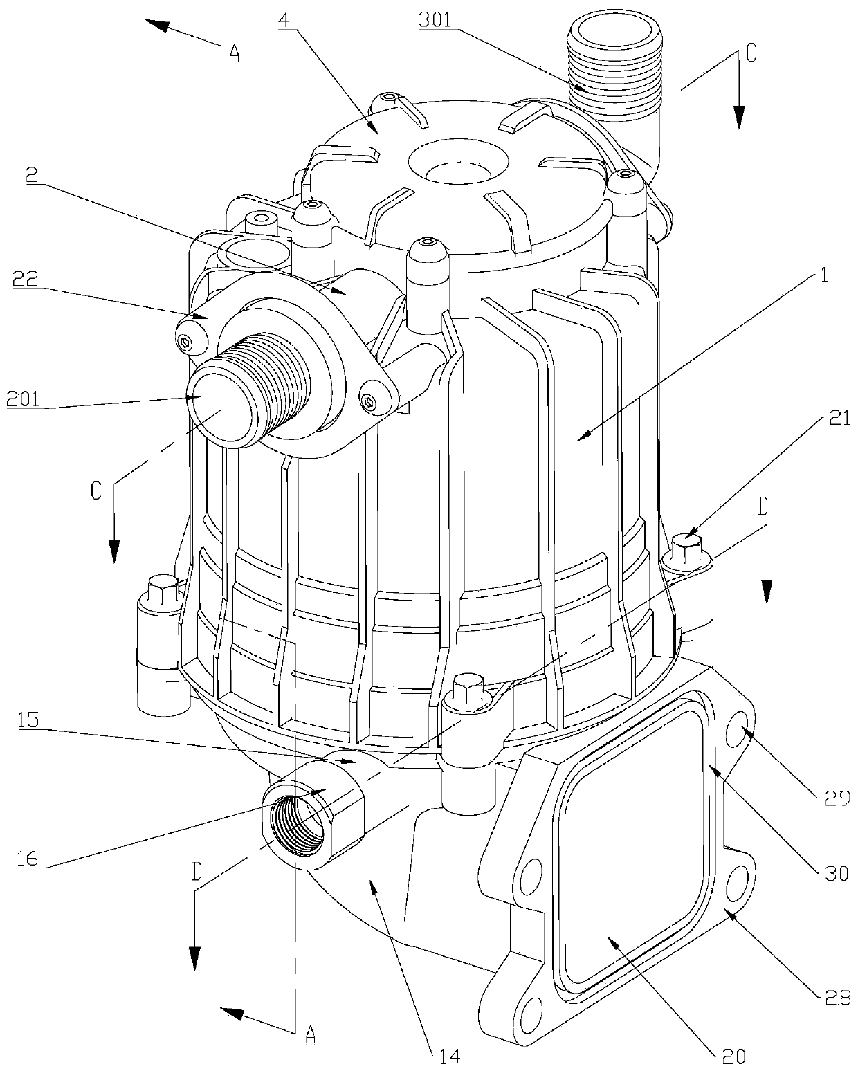 Centrifugal oil-gas separation device