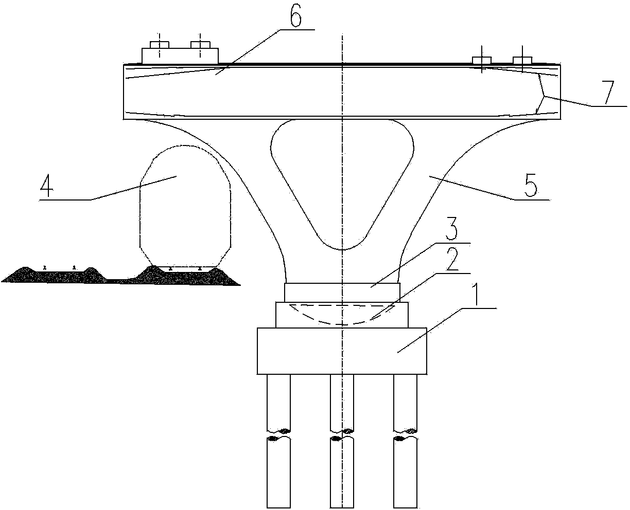 Rotation V-type T-structure bridge pier and construction thereof