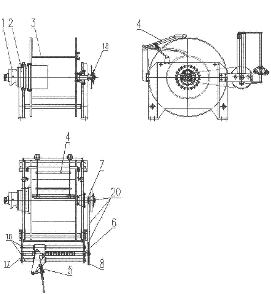 Pressure measurement and rope guide device of marine heavy-load winch