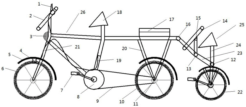 Folding tandem bicycle