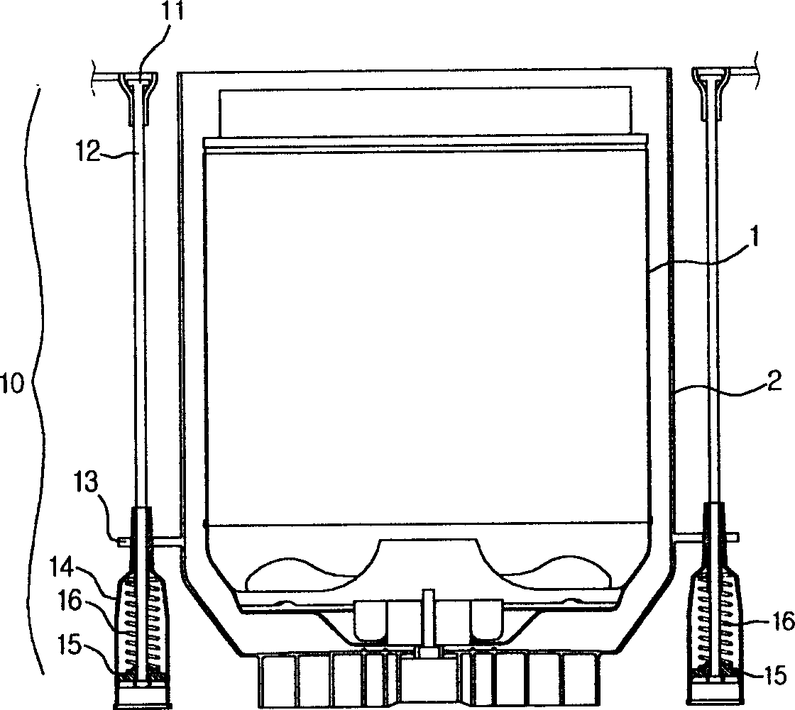 Suspension arrangement for vertical washing machine