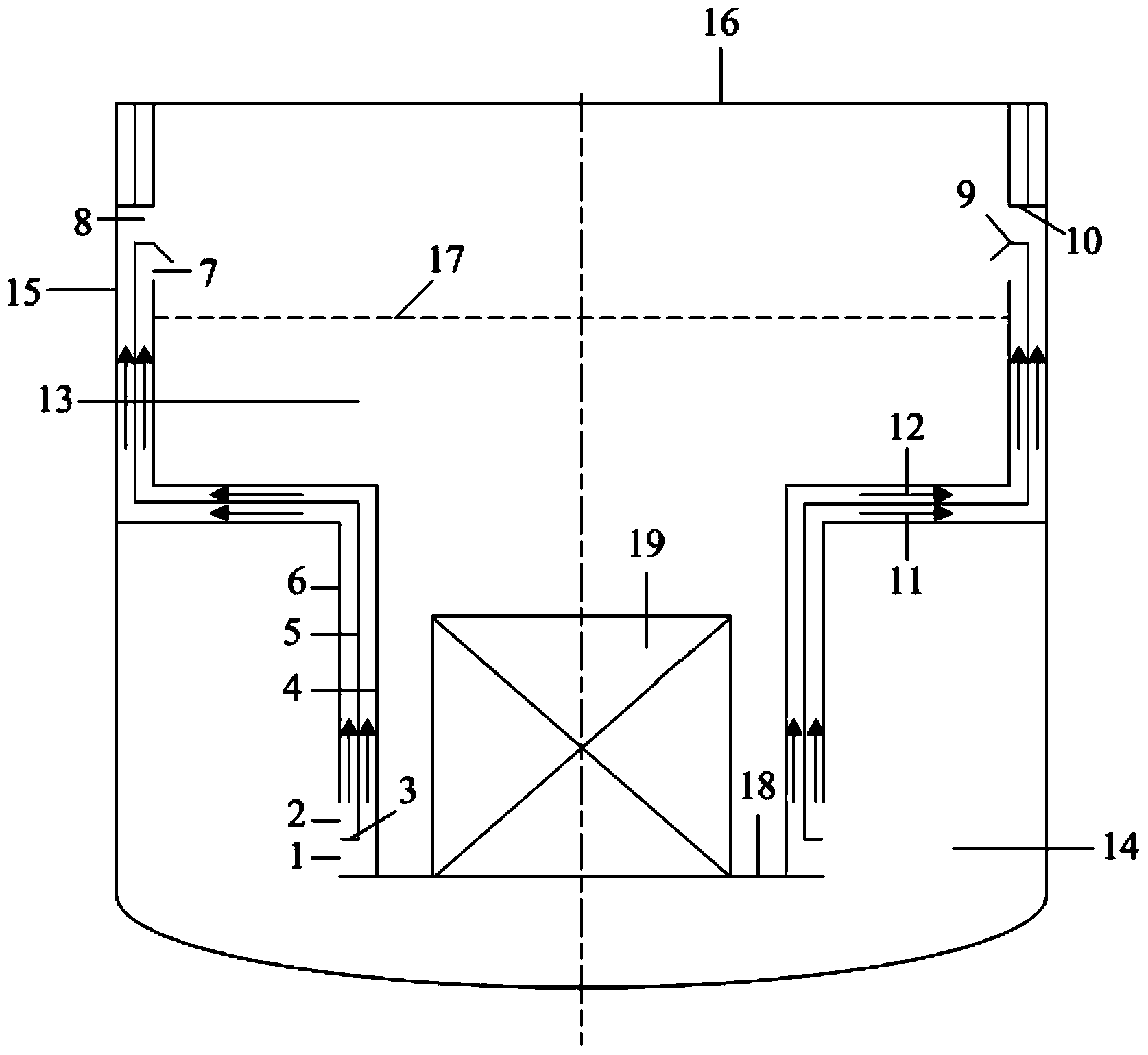 In-pile heat separation system of liquid heavy metal cooling natural circulating pool type reactor