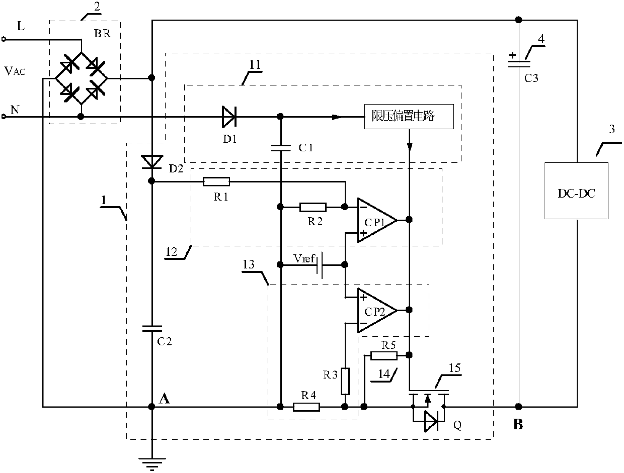 Input overvoltage protection circuit with powered inrush current restraining function