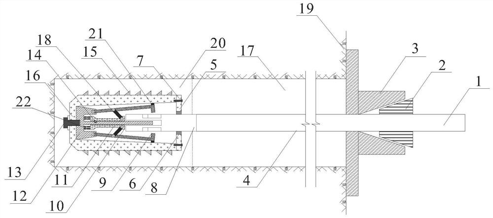 Anchoring device of telescopic recoverable anchor rod and using method of anchoring device