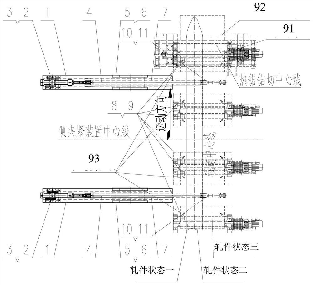 An automatic side clamping device for sawing steel sheet piles