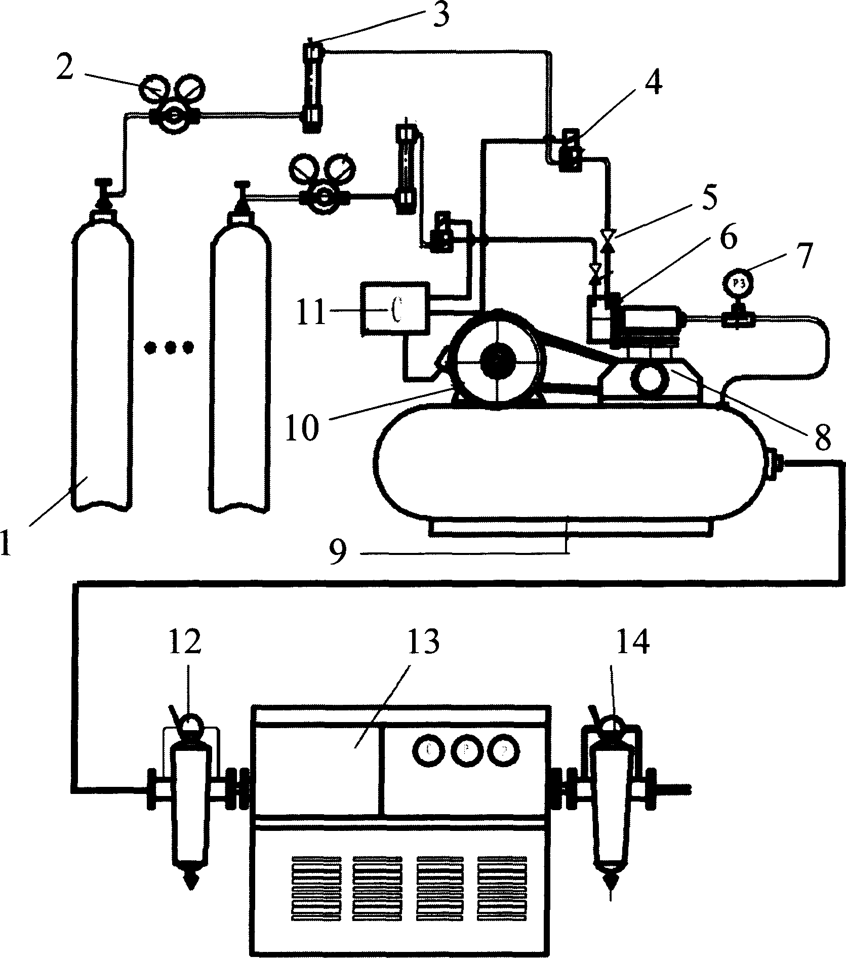 Polycomponent gas mixing device
