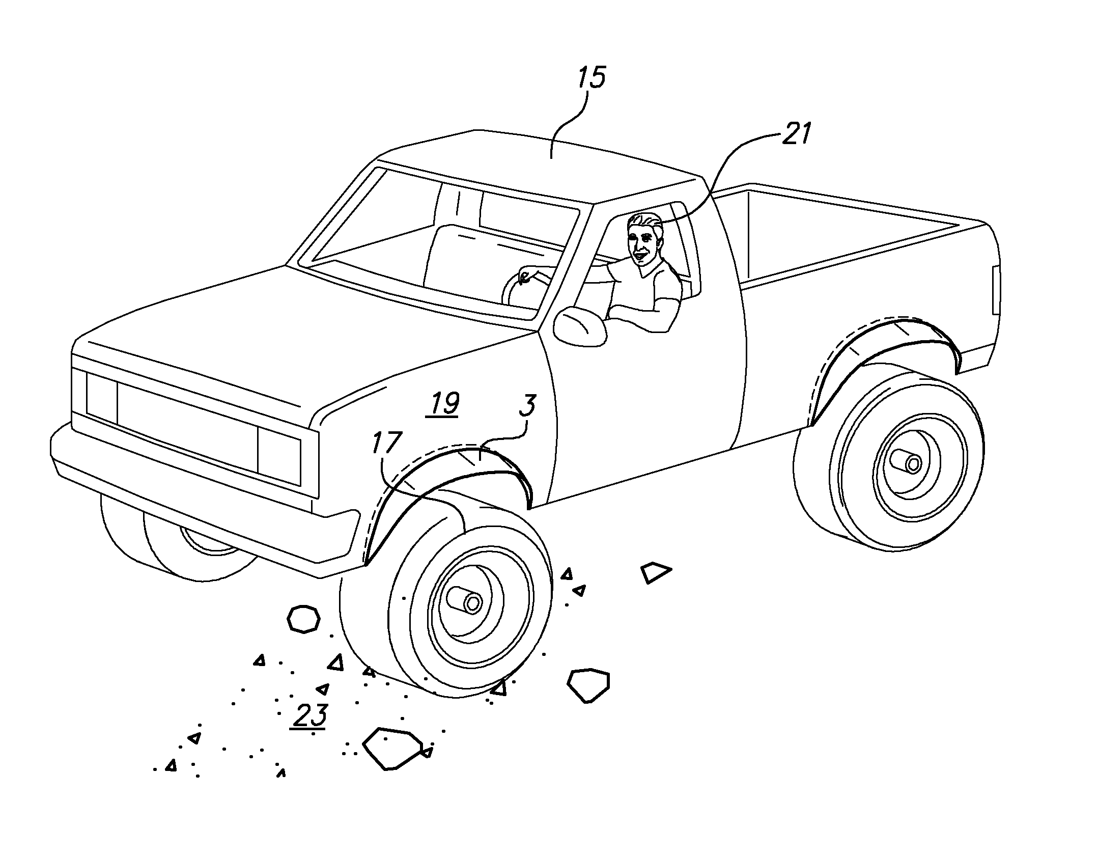 Retractable Tangential Debris Deflector for Vehicle Occupant Safety