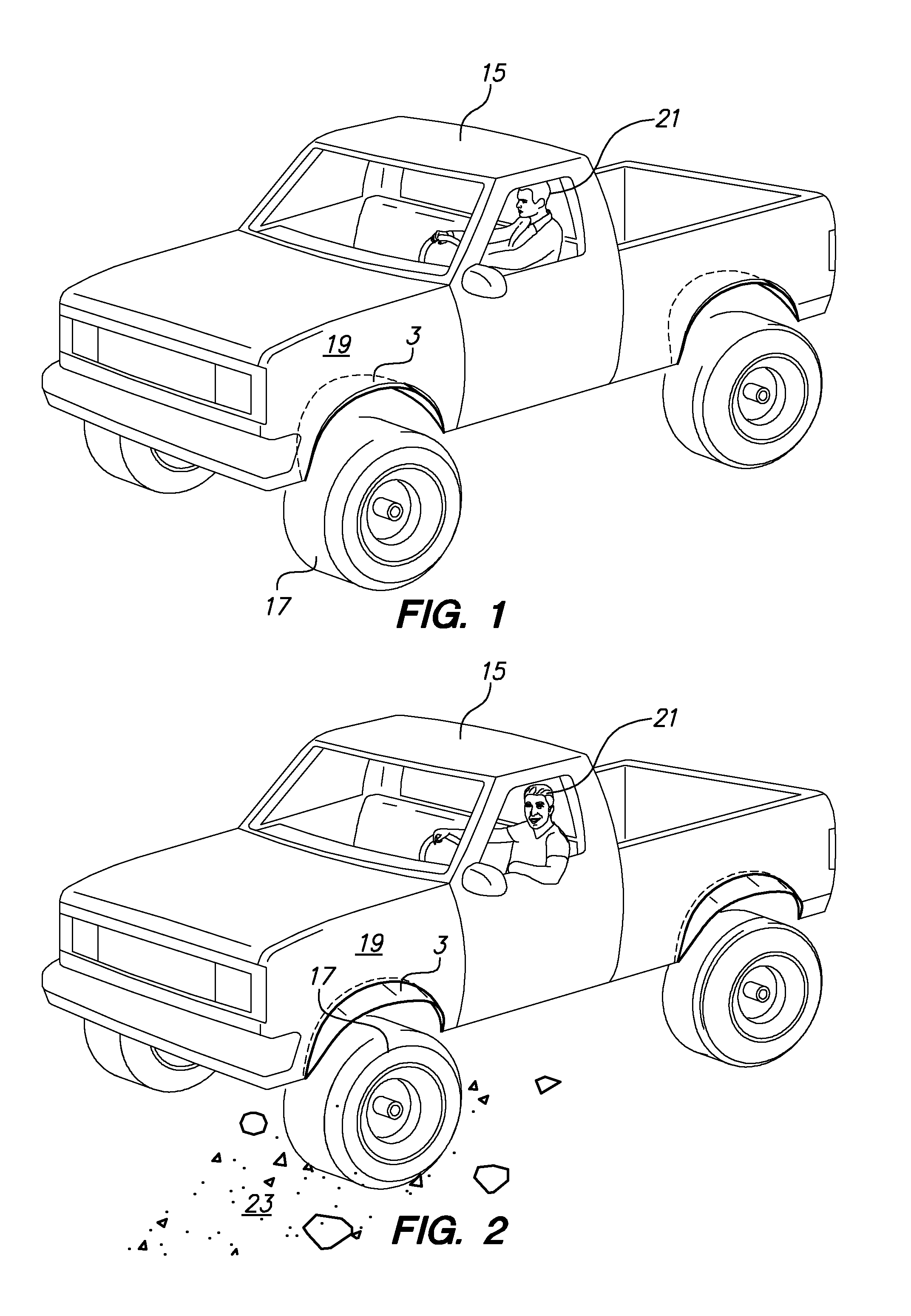 Retractable Tangential Debris Deflector for Vehicle Occupant Safety