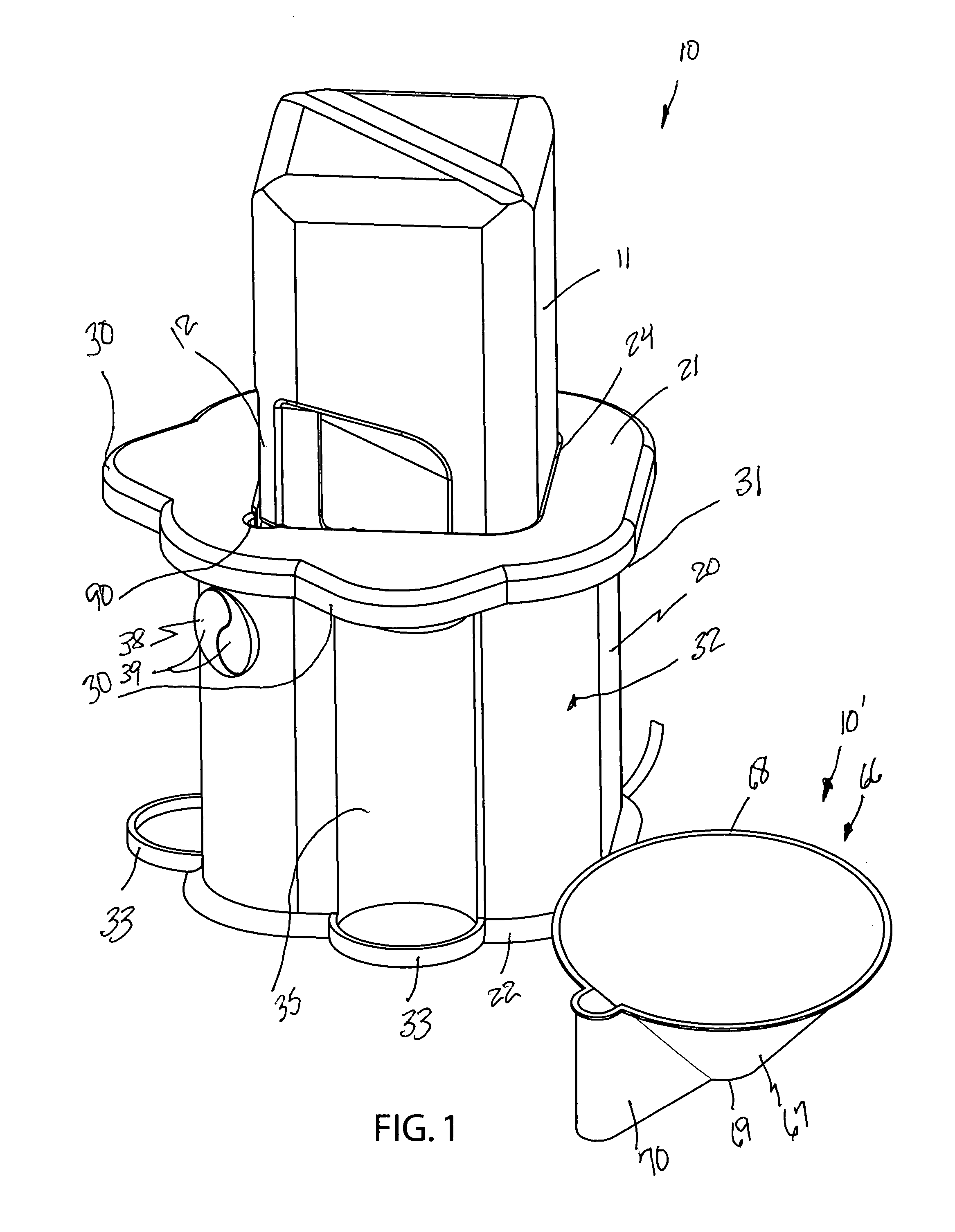 One-gallon hot and cold water dispenser and associated method