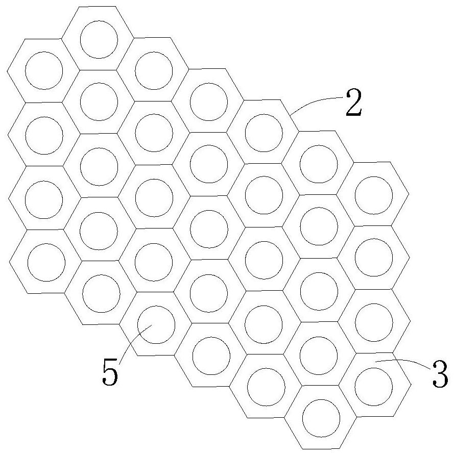 Honeycomb paperboard with holes in honeycomb wall surface of sandwich layer