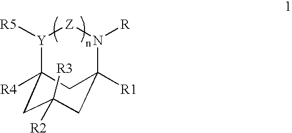 Azabicyclic, azatricyclic and azaspirocyclic derivatives of aminocyclohexane NMDA, 5HT3, and neuronal nicotinic receptor antagonists