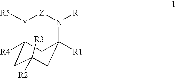 Azabicyclic, azatricyclic and azaspirocyclic derivatives of aminocyclohexane NMDA, 5HT3, and neuronal nicotinic receptor antagonists