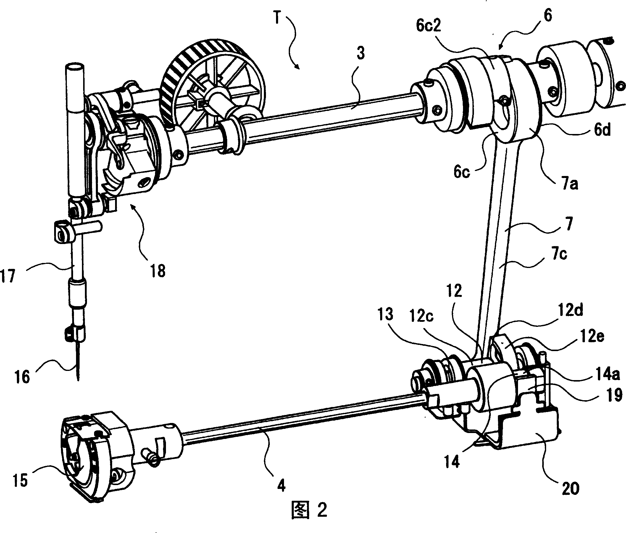 Power transmission mechanism of sewing machine
