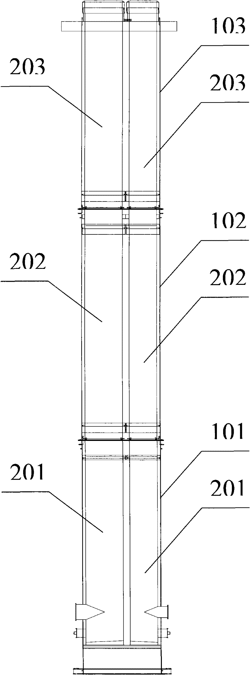 Inner and outer barrel type free-standing steel chimney