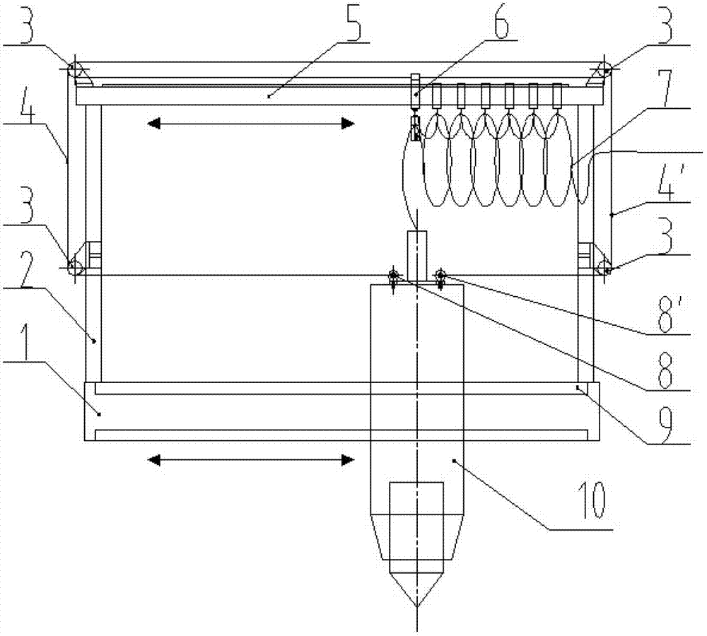 Optical fiber bearing bracket of laser processing equipment