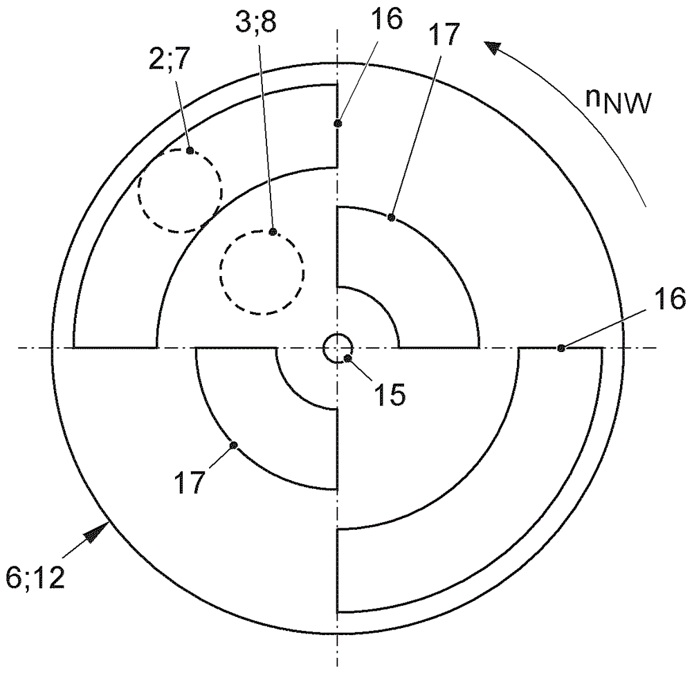 Exhaust gas device for separation of exhaust strokes of internal combustion engine with at least two cylinder groups