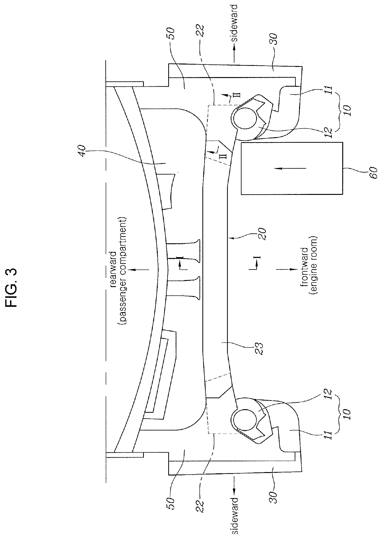 Front body structure of vehicle