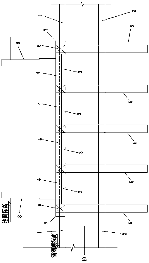 Rapid construction method for U-shaped groove crossing existing culvert
