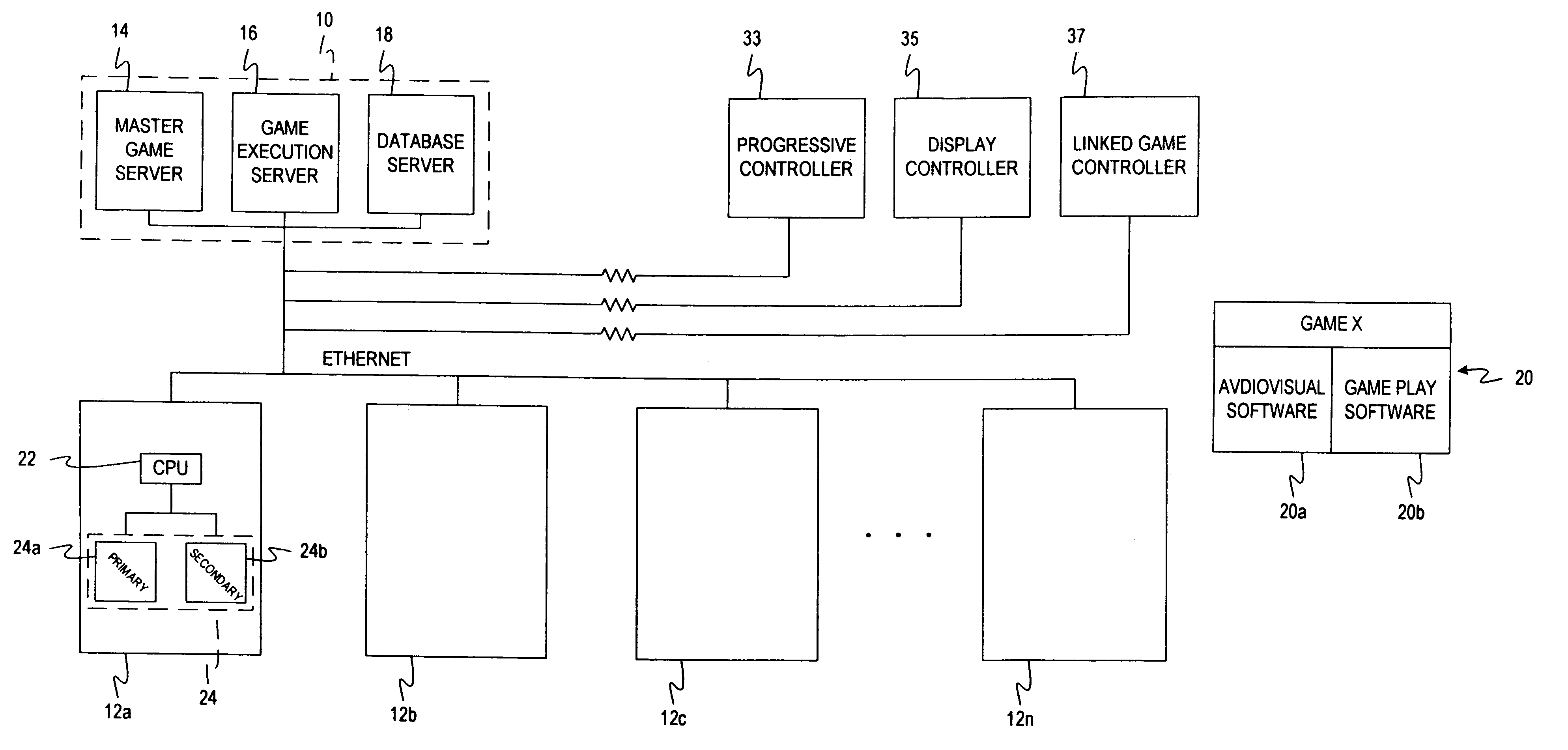 Centralized gaming system with modifiable remote display terminals