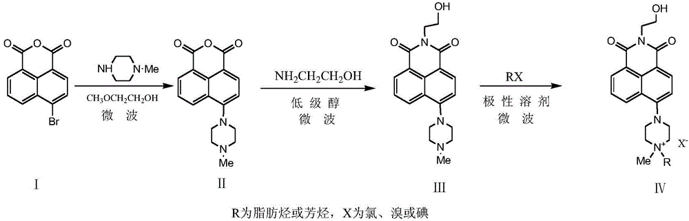 A kind of microwave atmospheric pressure synthetic method of naphthalimide quaternary ammonium salt