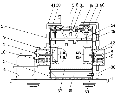 Sand blasting device for speed changing box suspension support