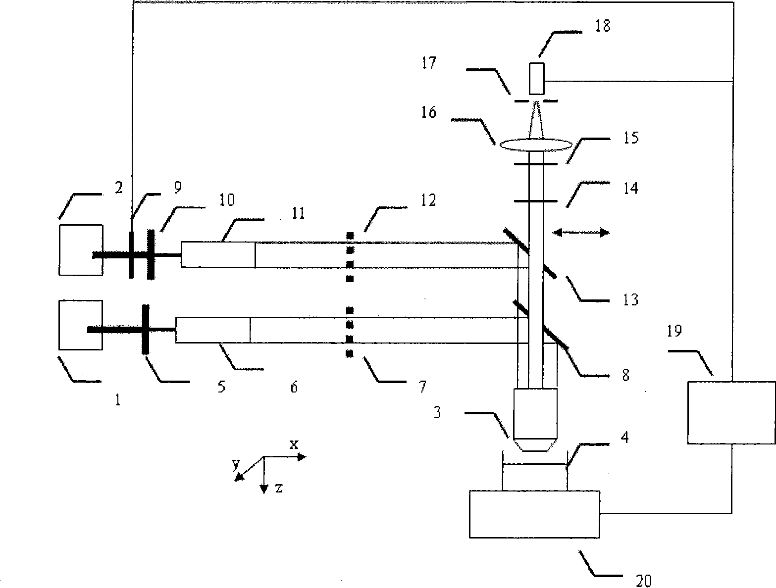 Method and device of dual-color single photon transverse super resolution imaging