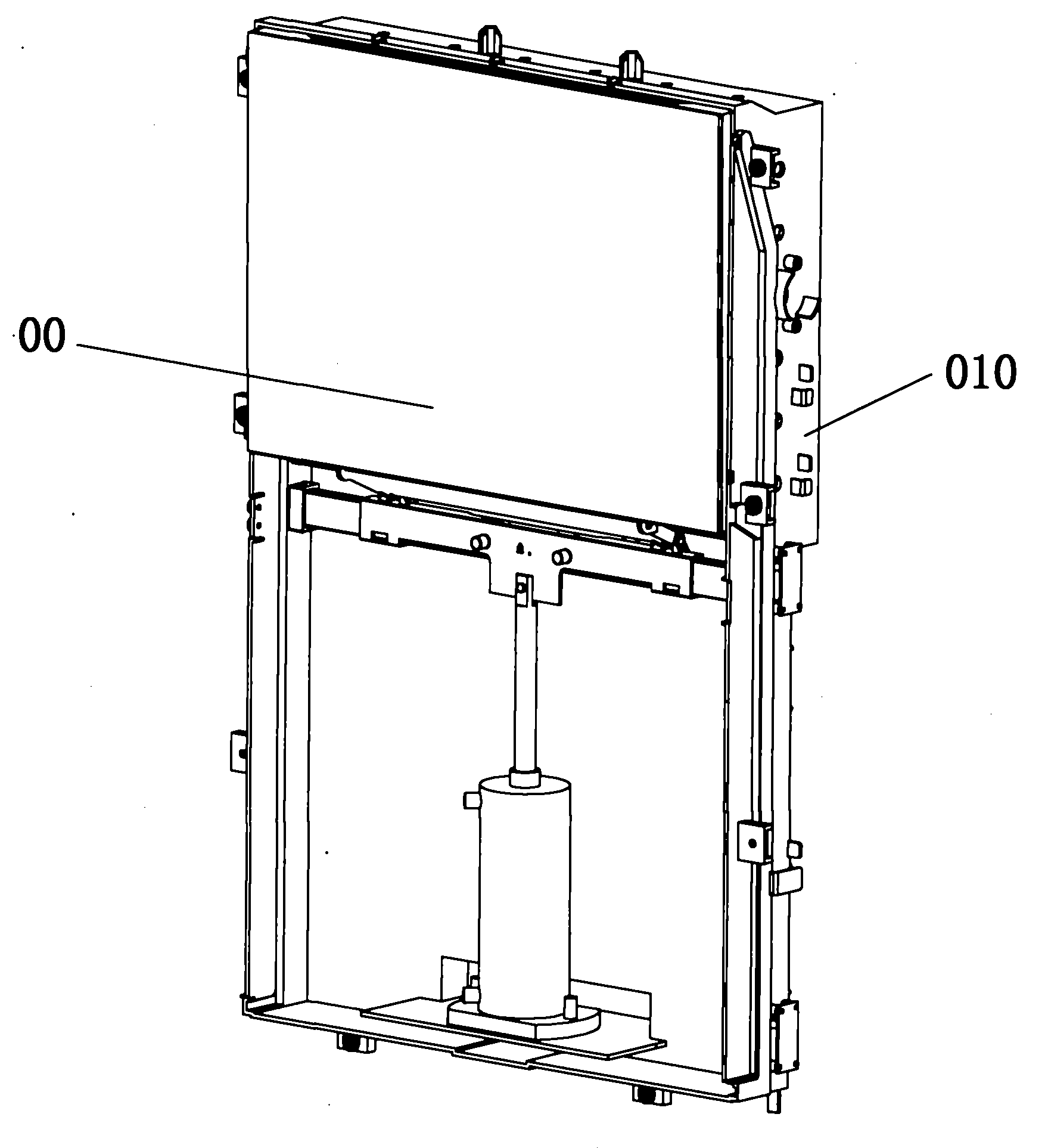 Cabinet air conditioner with exhaust port sliding door