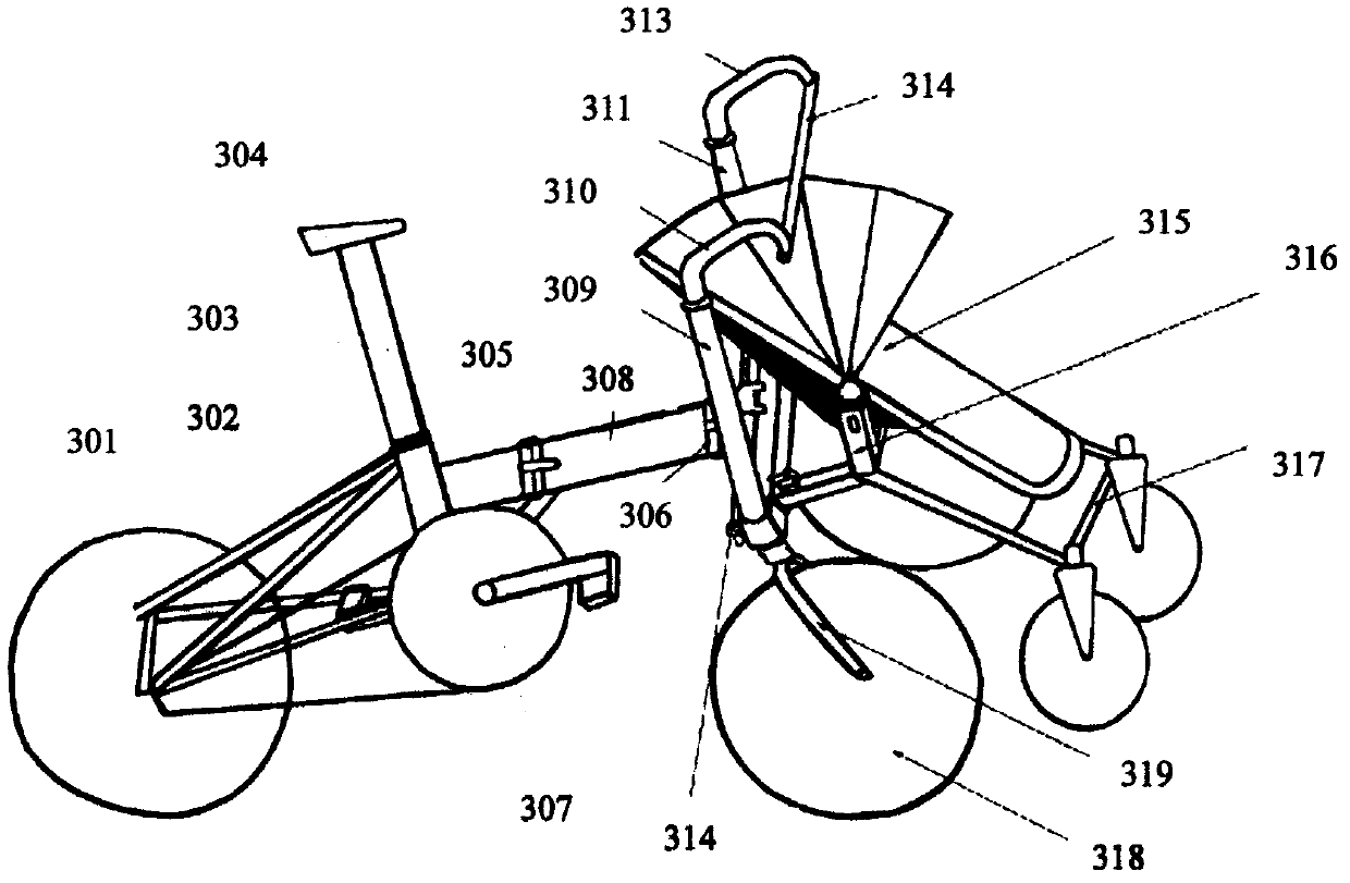 Multi-purpose folded tricycle operating mechanism and using method