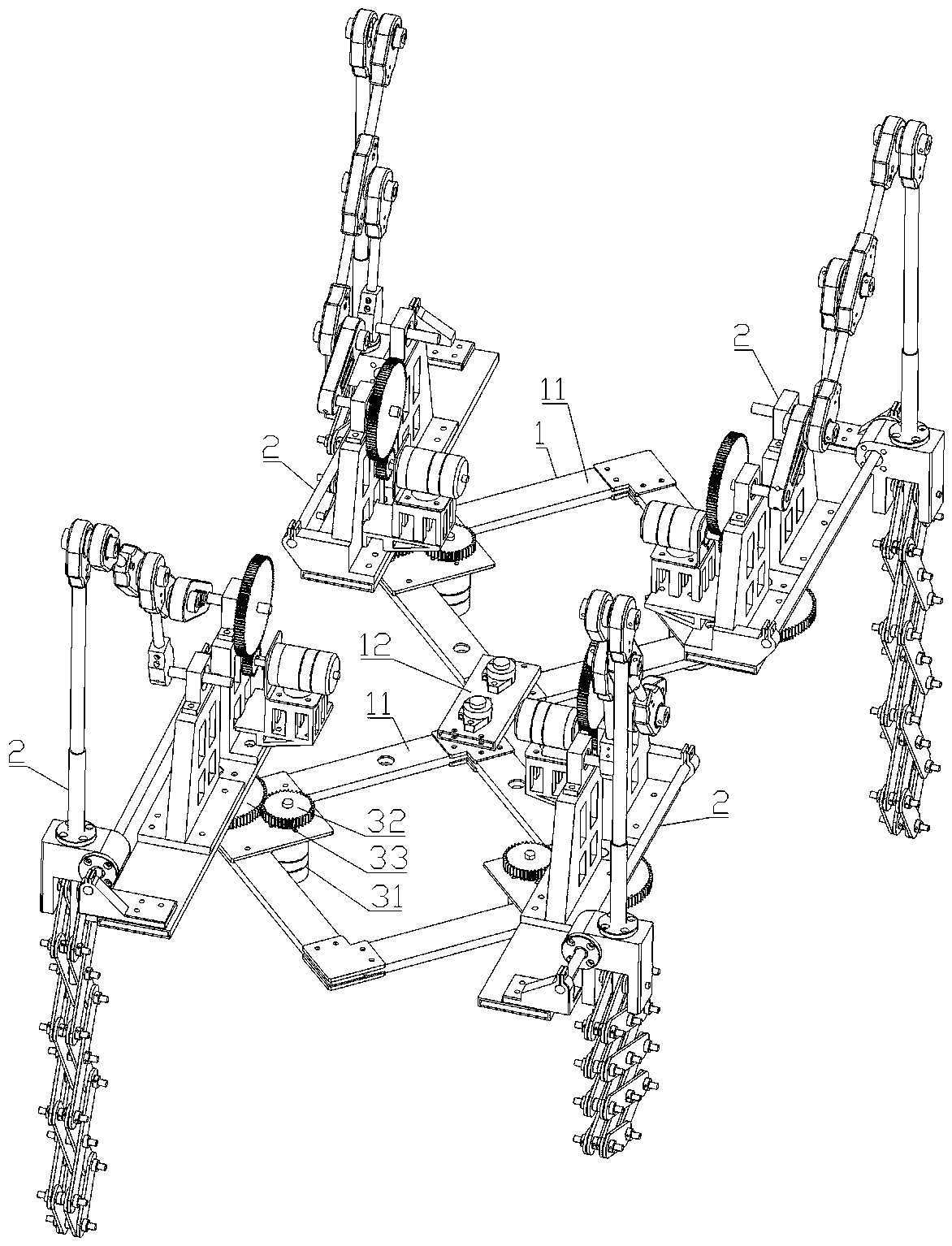 Quadruped robot based on four-bar mechanism