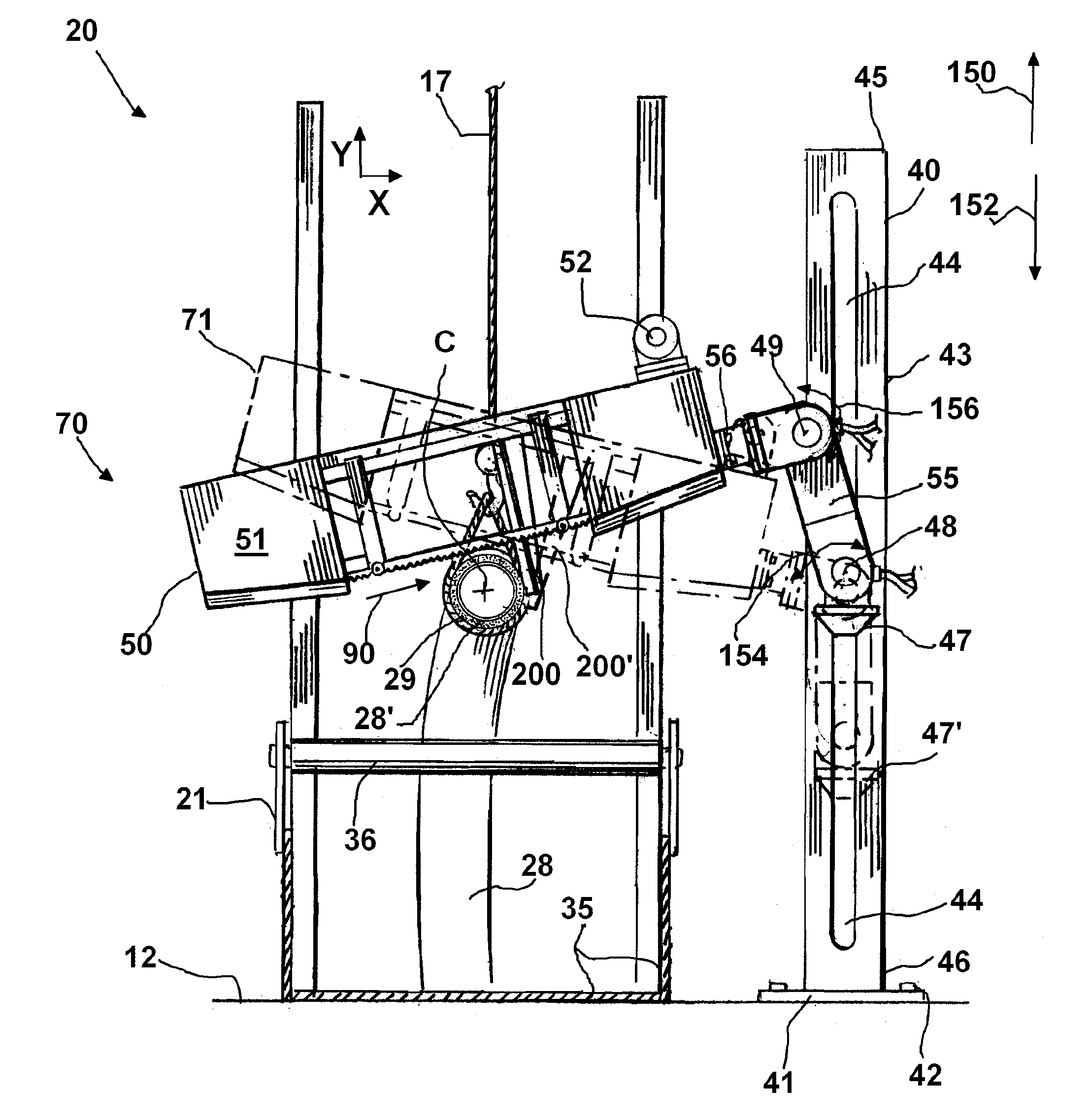 Articulating band saw and method