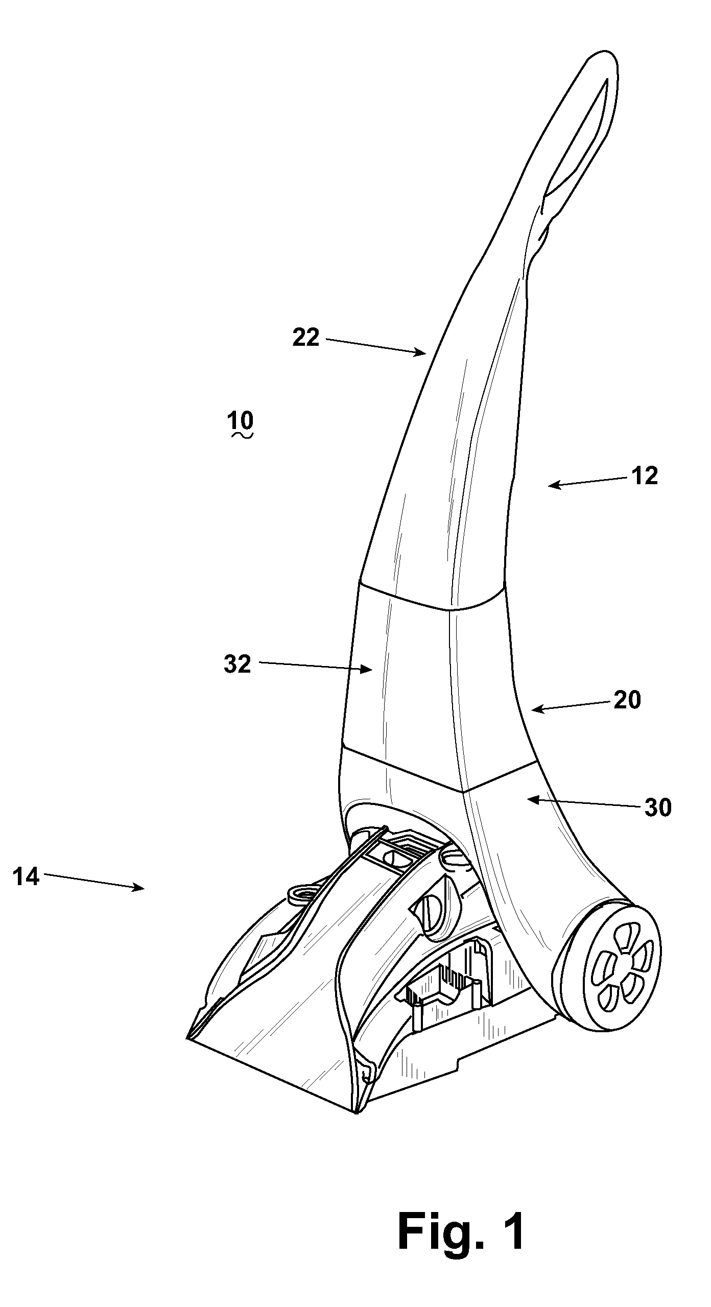 Surface cleaner with folding upright handle and method of packaging same