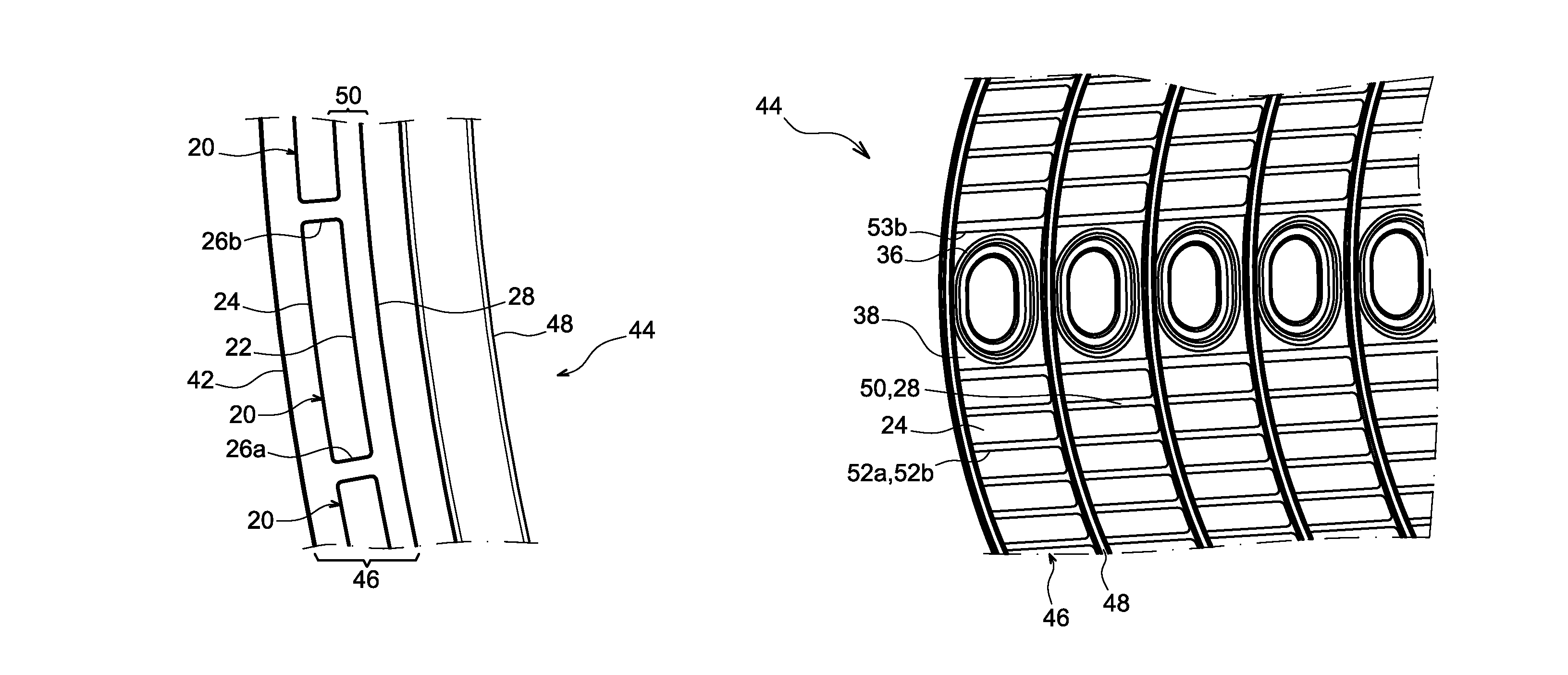 Self-stiffened skin for aircraft fuselage including stringers with a closed section and associated manufacturing method