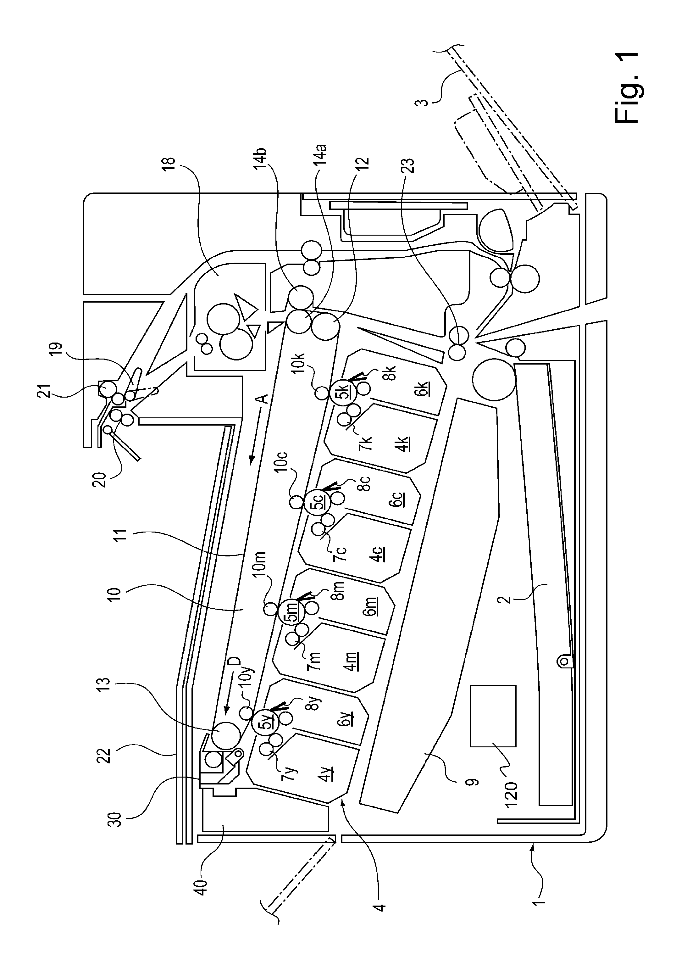 Image forming apparatus for collecting toner from a rotatable transfer belt through use of a movable blade