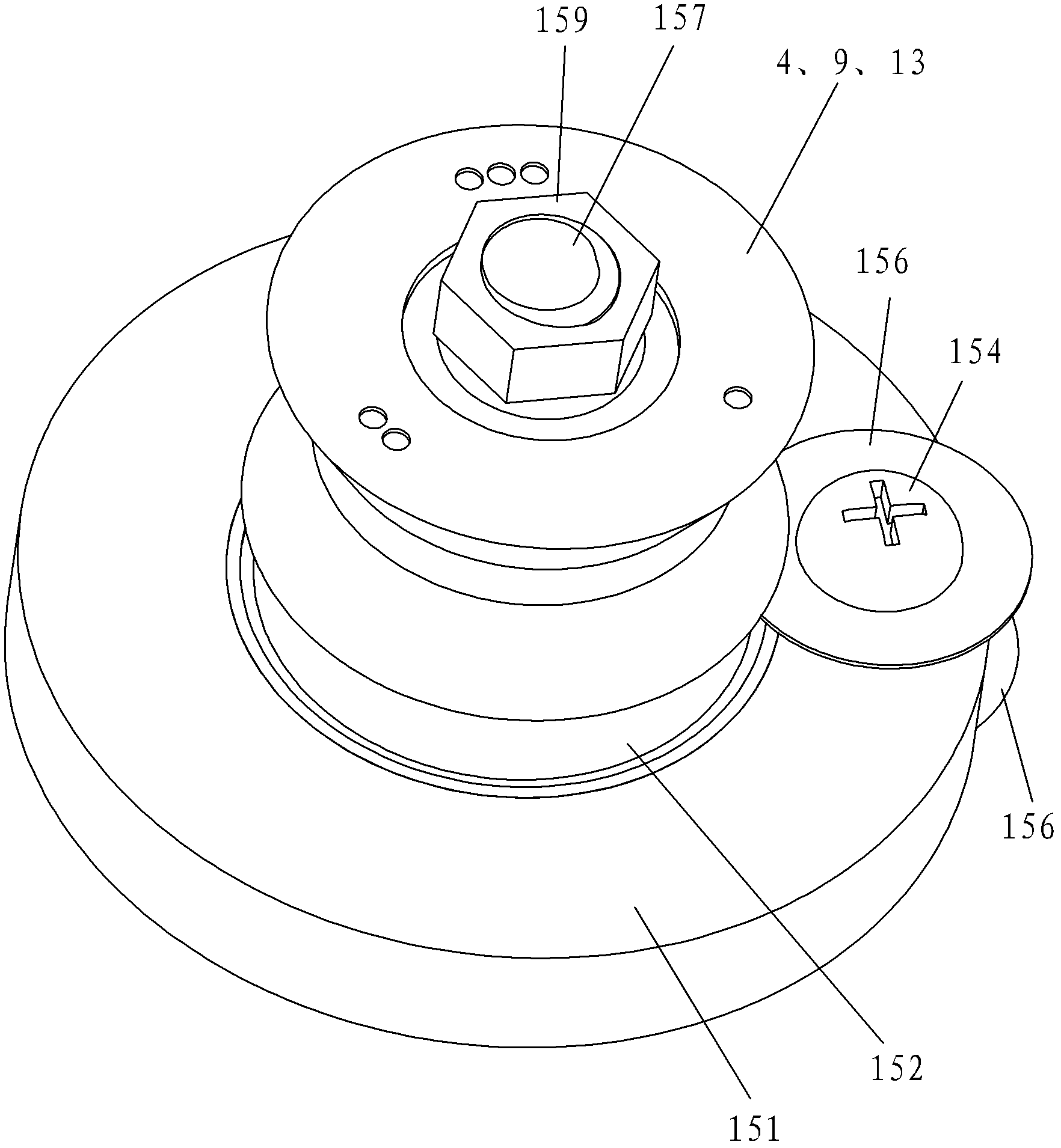 Improved M type draw texturing machine and hanging type bearing structure thereof