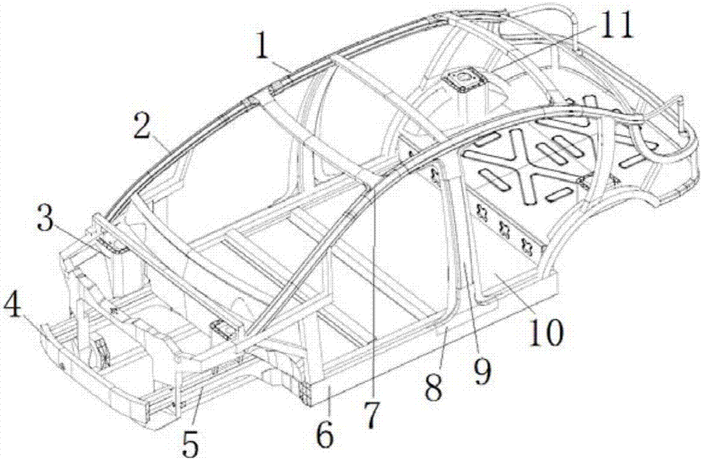 Lightweighting pure electric automobile body and design method thereof